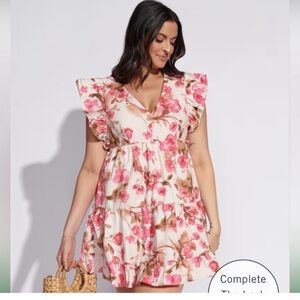 NWT Abercombie & Fitch Flutter Sleeve Tiered Mini Dress